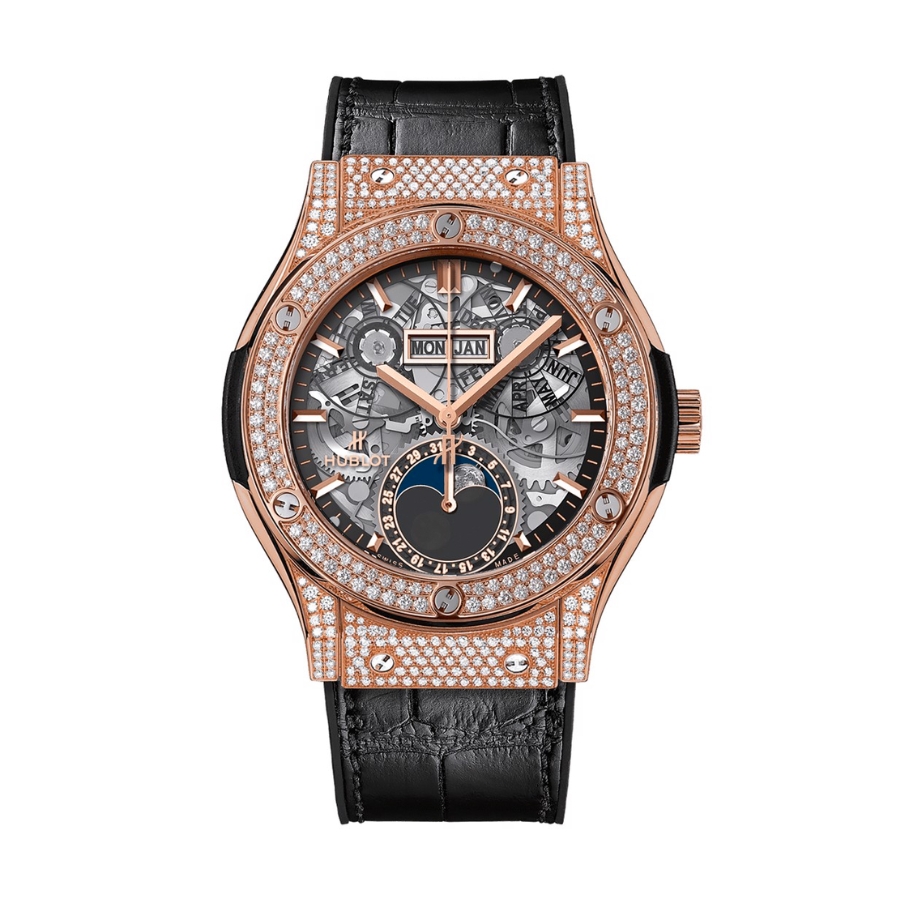 Hublot Classic Fusion Aerofusion Moonphase King Gold Pave 42mm 547.OX.0180.LR.1704