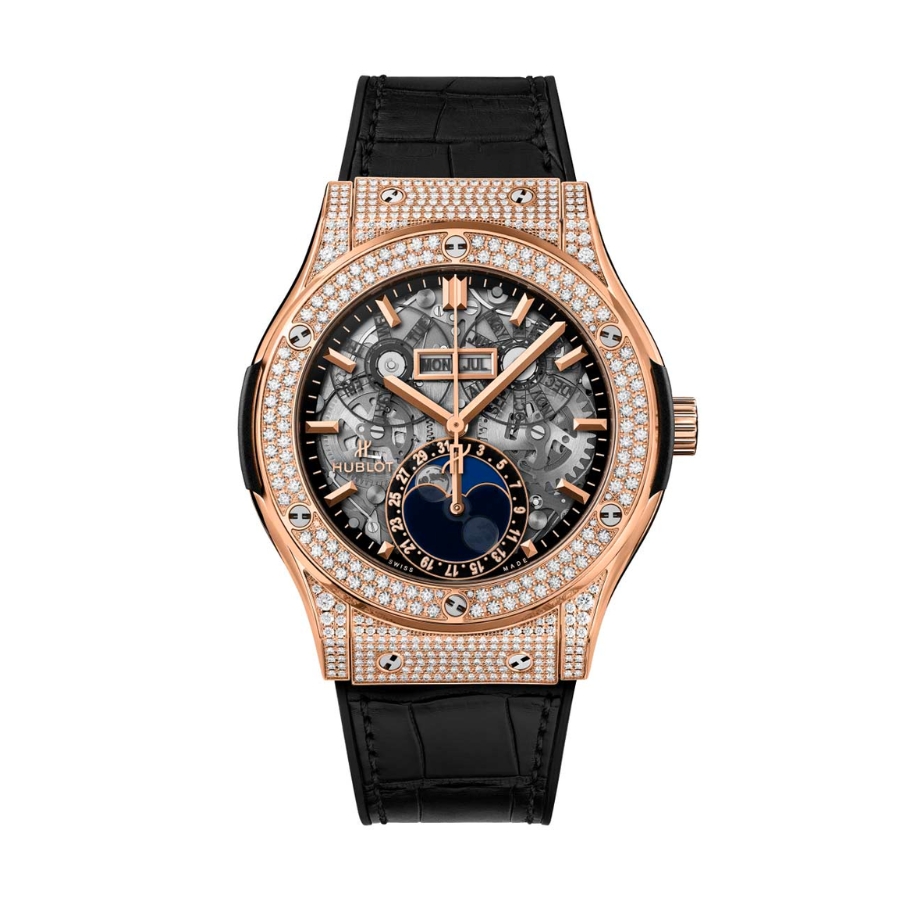 Hublot Classic Fusion Aerofusion Moonphase King Gold Pave 45mm 517.OX.0180.LR.1704