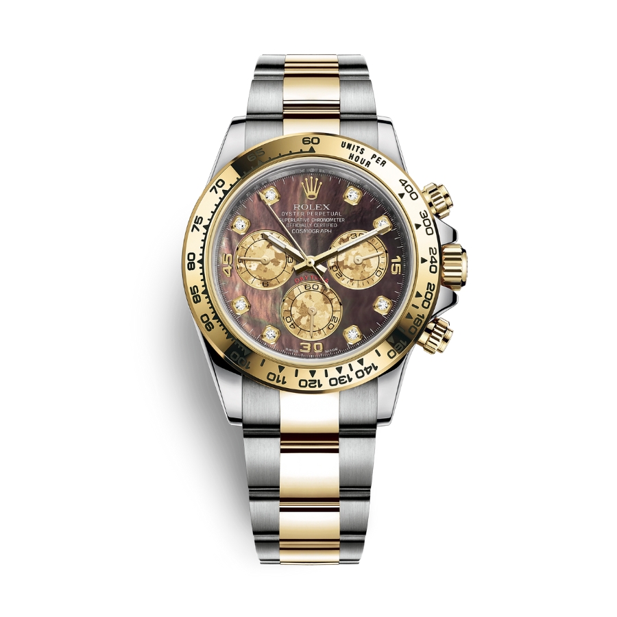 Đồng Hồ Rolex Cosmograph Daytona 40 116503-0009 Xà Cừ Tím Black Mother Of Pearl Dây Đeo Oyster Thép Vàng Vàng