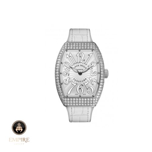 Đồng Hồ Franck Muller Lady Vanguard V32 Custom Diamonds Cọc Số Trắng Dây Đeo Trắng