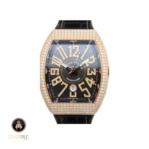 Đồng Hồ Franck Muller Vanguard V41 King Gold Custom Diamonds Mặt Số Đen Dây Đeo Đen