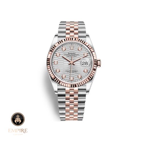 Đồng Hồ Rolex Datejust 36 126231-0039 Mặt Số Nếp Gấp Bạc Dây Đeo Jubilee Thép Vàng Hồng