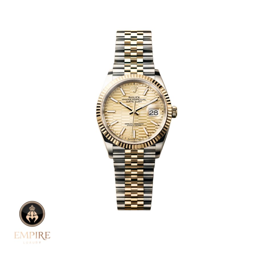 Đồng Hồ Rolex Datejust 36 126233-0039 Mặt Số Nếp Gấp Vàng Dây Đeo Jubilee Thép Vàng Vàng