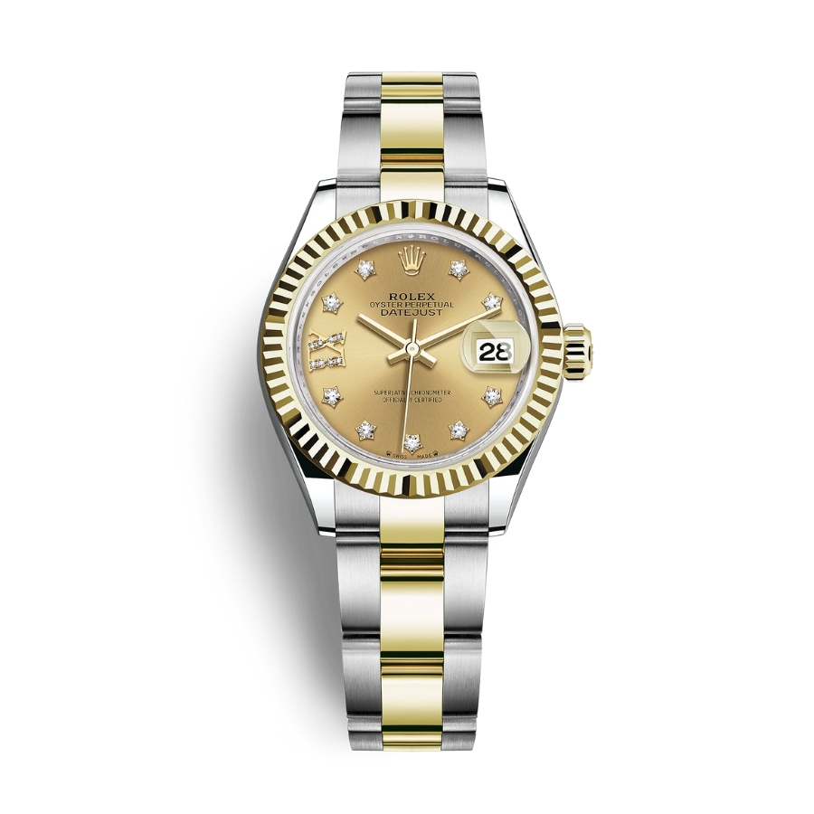 Đồng Hồ Rolex Lady-Datejust 28 279173-0022 Mặt Số Vàng Dây Đeo Oyster Vàng Vàng Thép