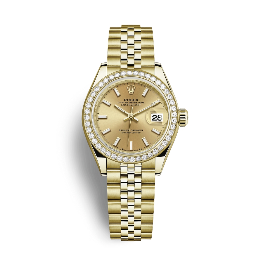 Đồng Hồ Rolex Lady-Datejust 28 279138RBR-0013 Mặt Số Vàng Dây Đeo Jubilee Vàng Vàng