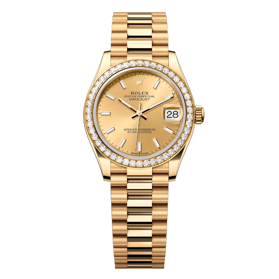 Đồng Hồ Rolex Lady-Datejust 28 279138RBR-0014 Mặt Số Vàng Dây Đeo President Vàng Vàng