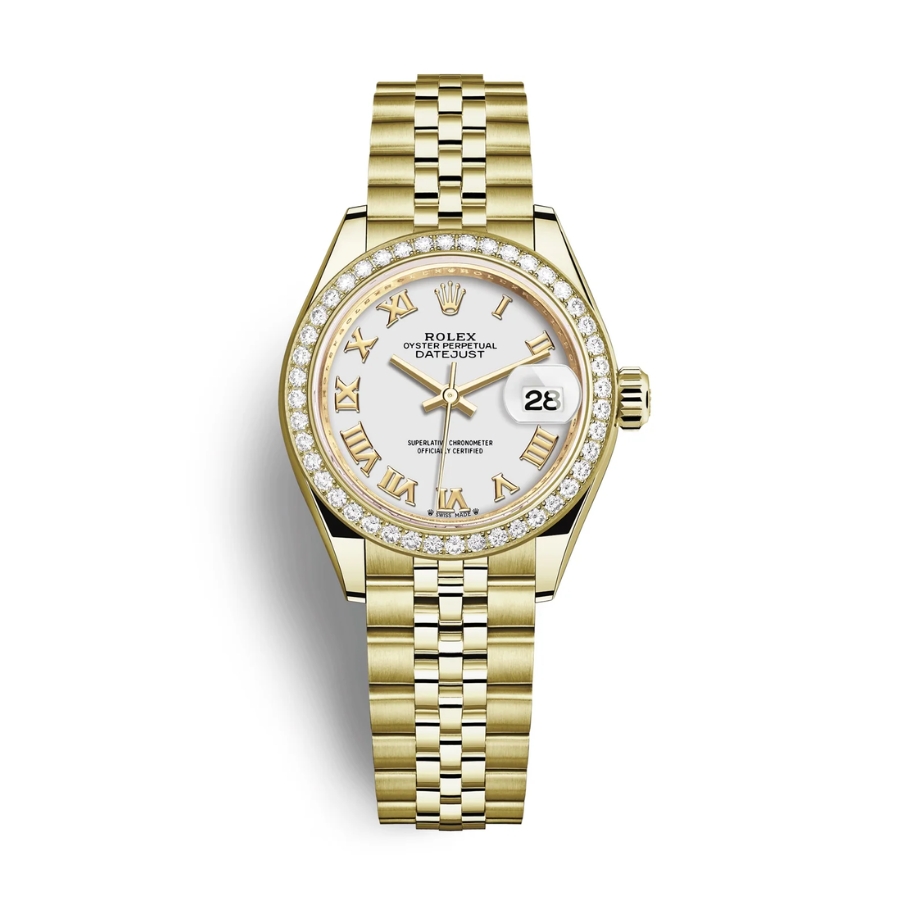 Đồng Hồ Rolex Lady-Datejust 28 279138RBR-0032 Mặt Số Trắng Dây Đeo Jubilee Vàng Vàng