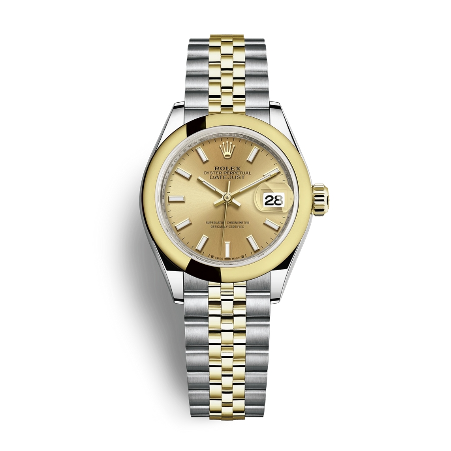 Đồng Hồ Rolex Lady-Datejust 28 279163-0001 Mặt Số Vàng Dây Đeo Jubilee Vàng Vàng Thép