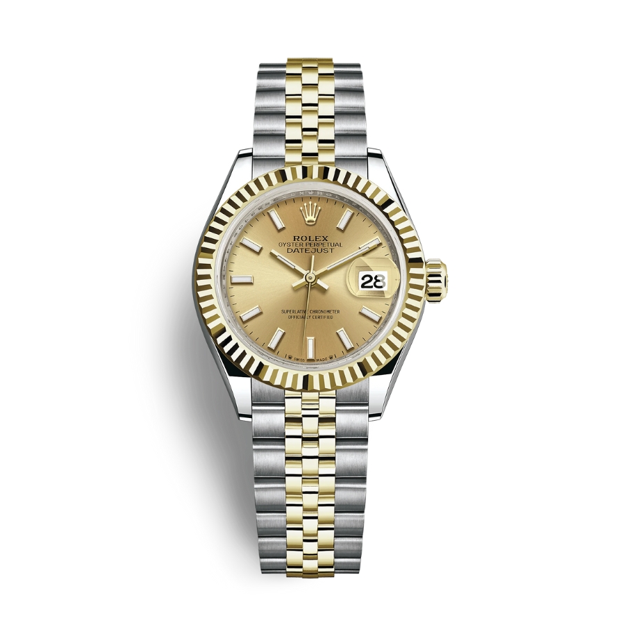 Đồng Hồ Rolex Lady-Datejust 28 279173-0001 Mặt Số Vàng Dây Đeo Jubilee Vàng Vàng Thép