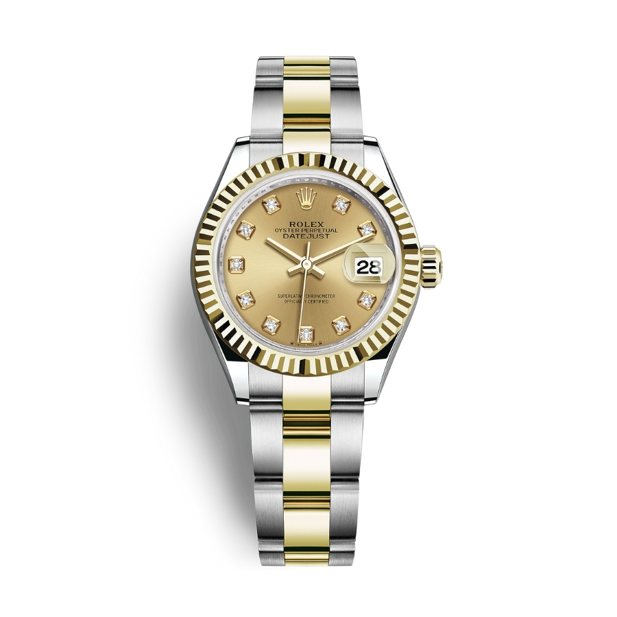 Đồng Hồ Rolex Lady-Datejust 28 279173-0012 Mặt Số Vàng Dây Đeo Oyster Vàng Vàng Thép