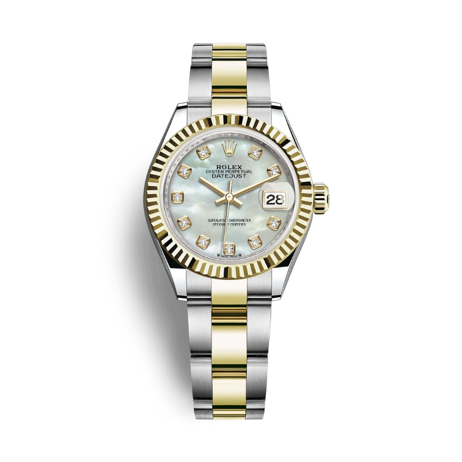 Đồng Hồ Rolex Lady-Datejust 28 279173-0014 Mặt Số Xà Cừ Dây Đeo Oyster Vàng Vàng Thép