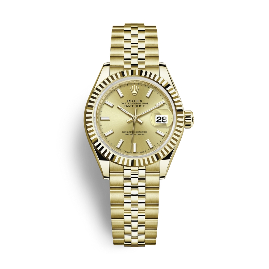 Đồng Hồ Rolex Lady-Datejust 28 279178-0003 Mặt Số Vàng Dây Đeo Jubilee Vàng Vàng