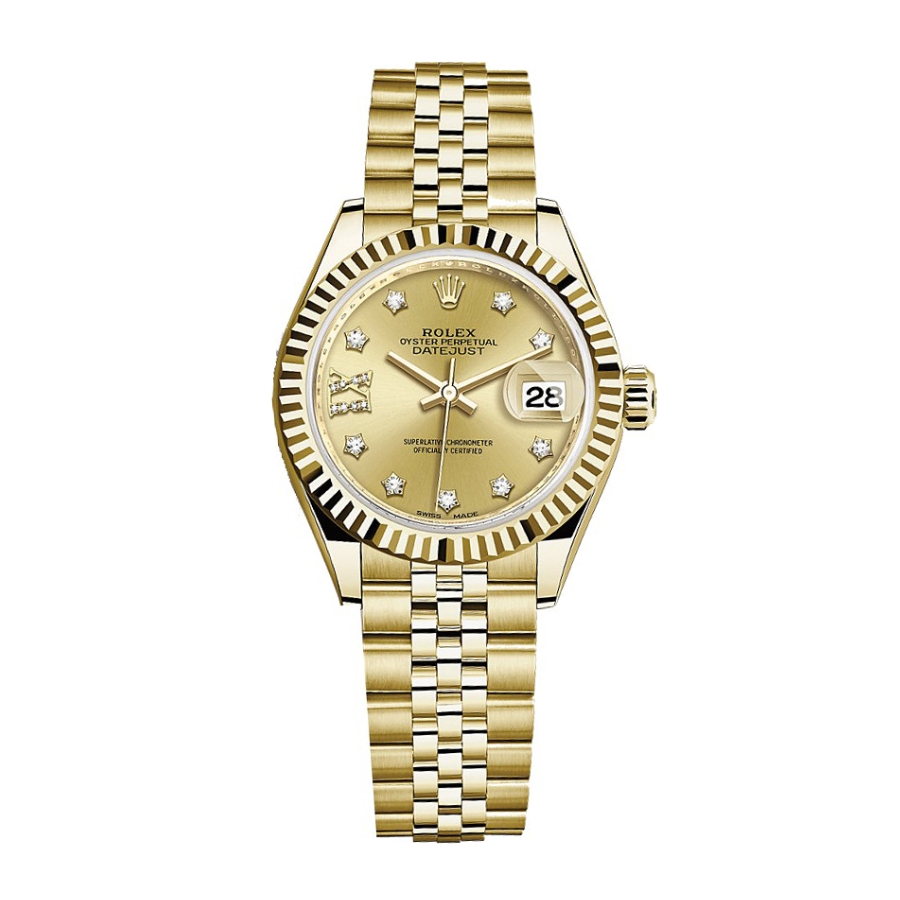 Đồng Hồ Rolex Lady-Datejust 28 279178-0014 Mặt Số Vàng Dây Đeo Jubilee Vàng Vàng