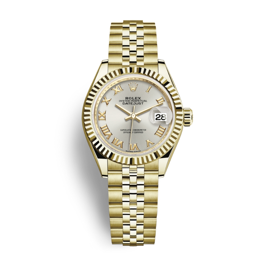 Đồng Hồ Rolex Lady-Datejust 28 279178-0021 Mặt Số Bạc Dây Đeo Jubilee Vàng Vàng