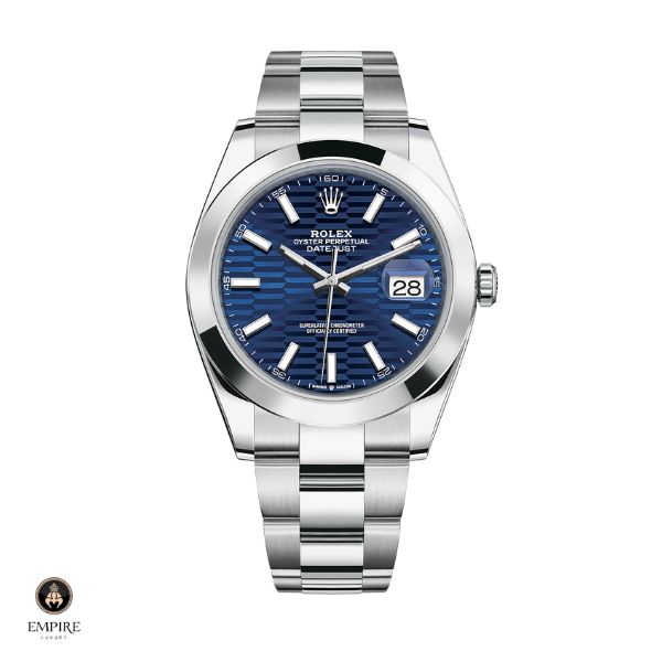 Đồng Hồ Rolex Datejust 41 126300-0023 Mặt Số Nếp Gấp Xanh Dây Đeo Oyster Thép