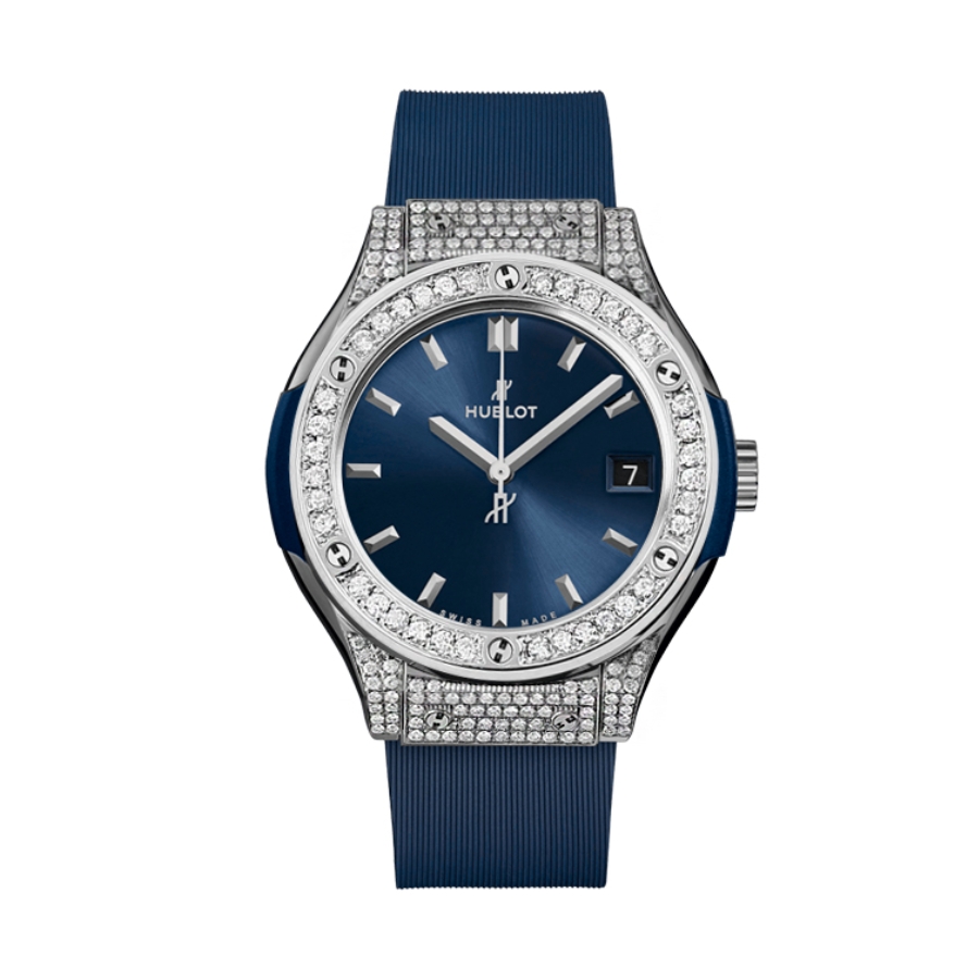 Hublot Classic Fusion Blue Titanium Pavé 33mm 581.NX.7170.RX