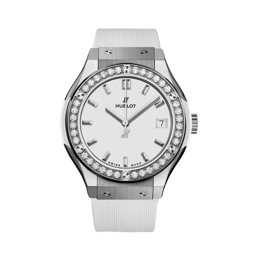 Đồng Hồ Hublot Classic Fusion Titanium White Diamonds 33mm 581.NE.2010.RW.1204