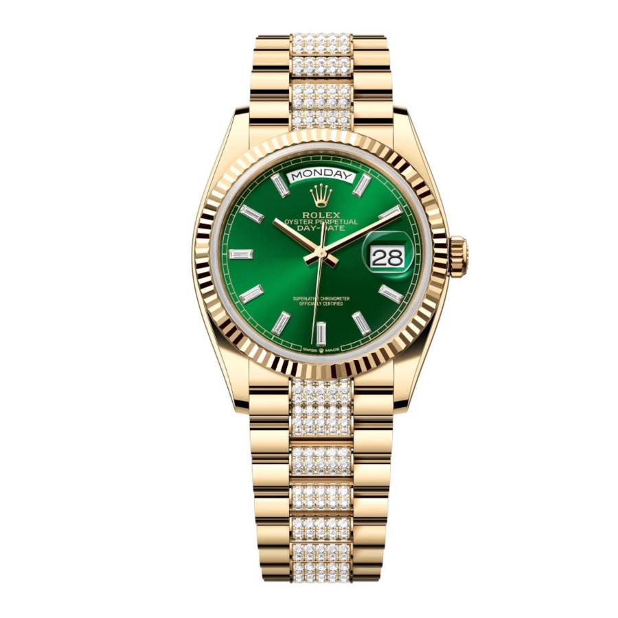 Đồng Hồ Rolex Day-Date 36 128238 Mặt Số Xanh Lá Cây