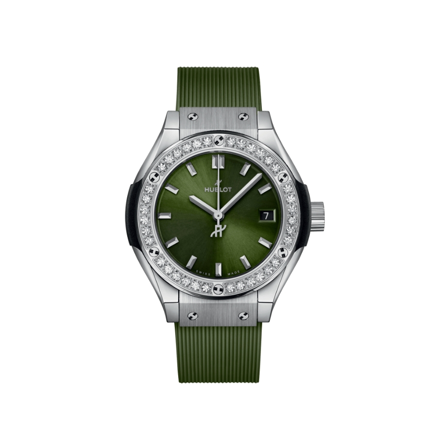 Đồng Hồ Hublot Classic Fusion Titanium Green Diamonds 29mm 591.NX.8970.RX.1204