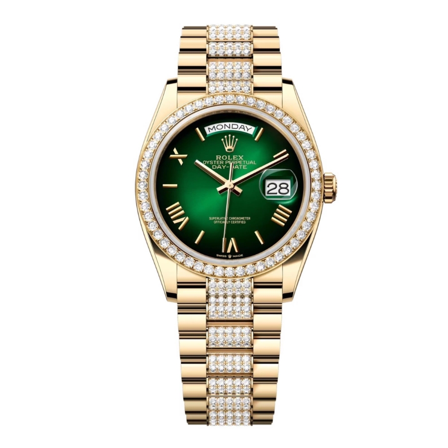 Đồng Hồ Rolex Day-Date 36 128348RBR Mặt Số Xanh Lá