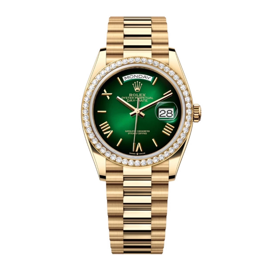 Đồng Hồ Rolex Day-Date 36 128348RBR Mặt Số Xanh Lá Cây