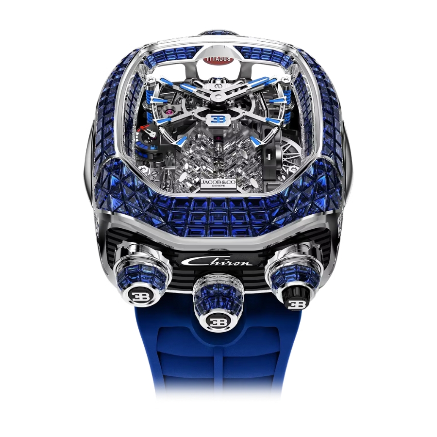 Jacob & Co. Bugatti Chiron Tourbillon Baguette Blue Sapphires BU800.30.BB.UA.ABRUA