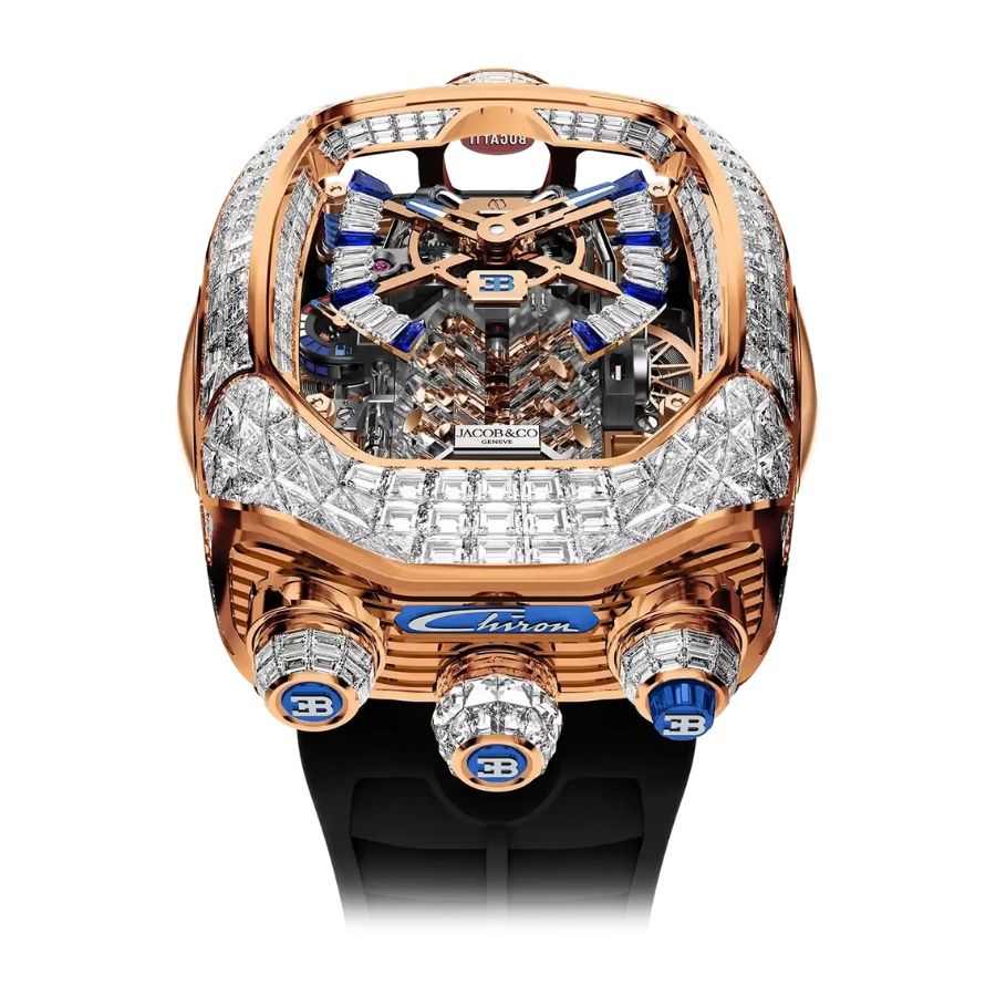 Jacob & Co. Bugatti Chiron Tourbillon Baguette Rose Gold White Diamonds BU800.40.BD.AA.A