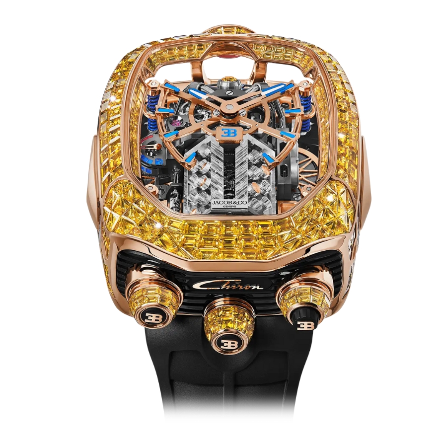 Jacob & Co. Bugatti Chiron Tourbillon Baguette Yellow Sapphires BU800.40.AB.UA.A