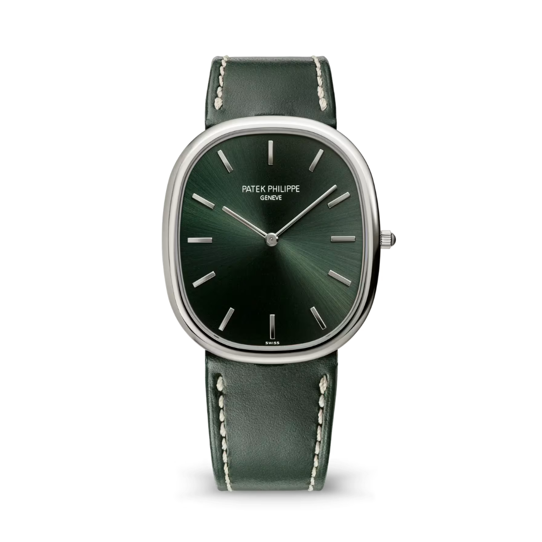 Đồng Hồ Patek Philippe Golden Ellipse 5738G Mặt Số Sunburst Olive Green 5738G-001