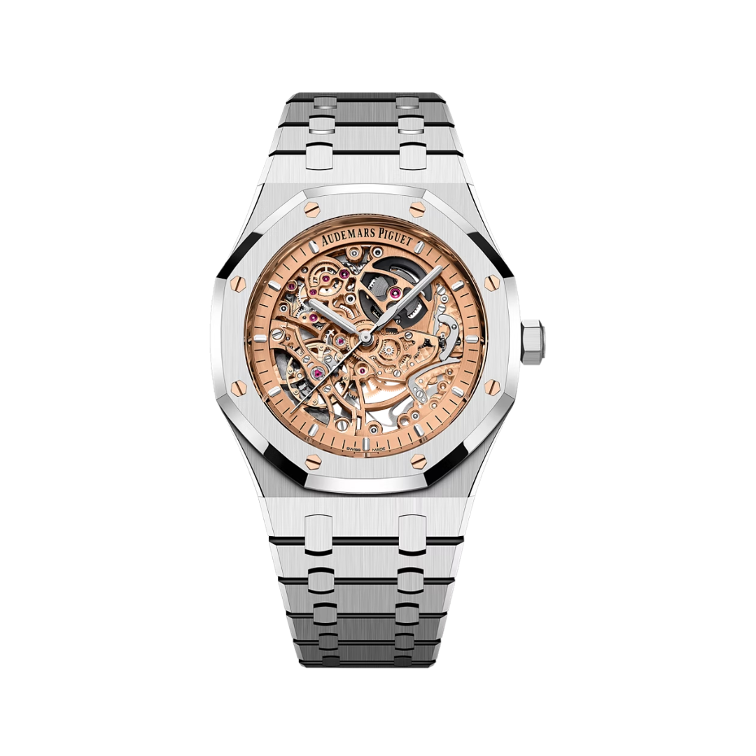 Đồng Hồ Audemars Piguet Royal Oak Pink Gold-Toned Skeleton 41mm 15407ST.OO.1220ST.02