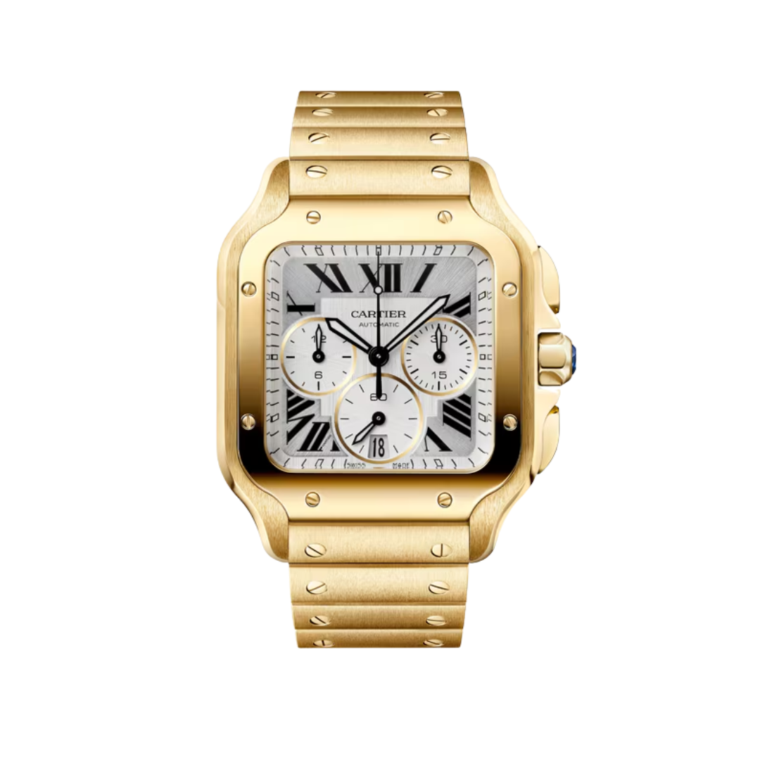 Đồng Hồ Cartier Santos De Cartier Yellow Gold Silver Dial 37.7mm WGSA0110
