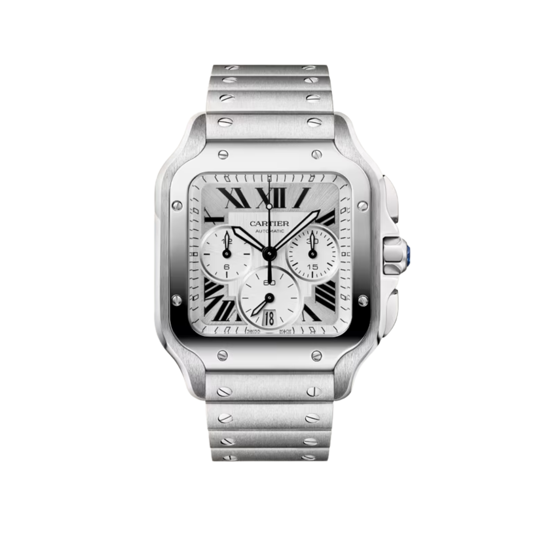 Đồng Hồ Cartier Santos De Cartier Steel Silver Dial 37.7mm WSSA0083