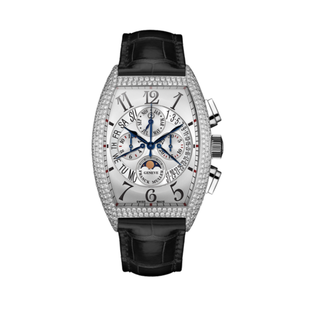 Đồng Hồ Franck Muller Perpetual Calendar 8880 CC QP B D White Gold Diamond Black Strap