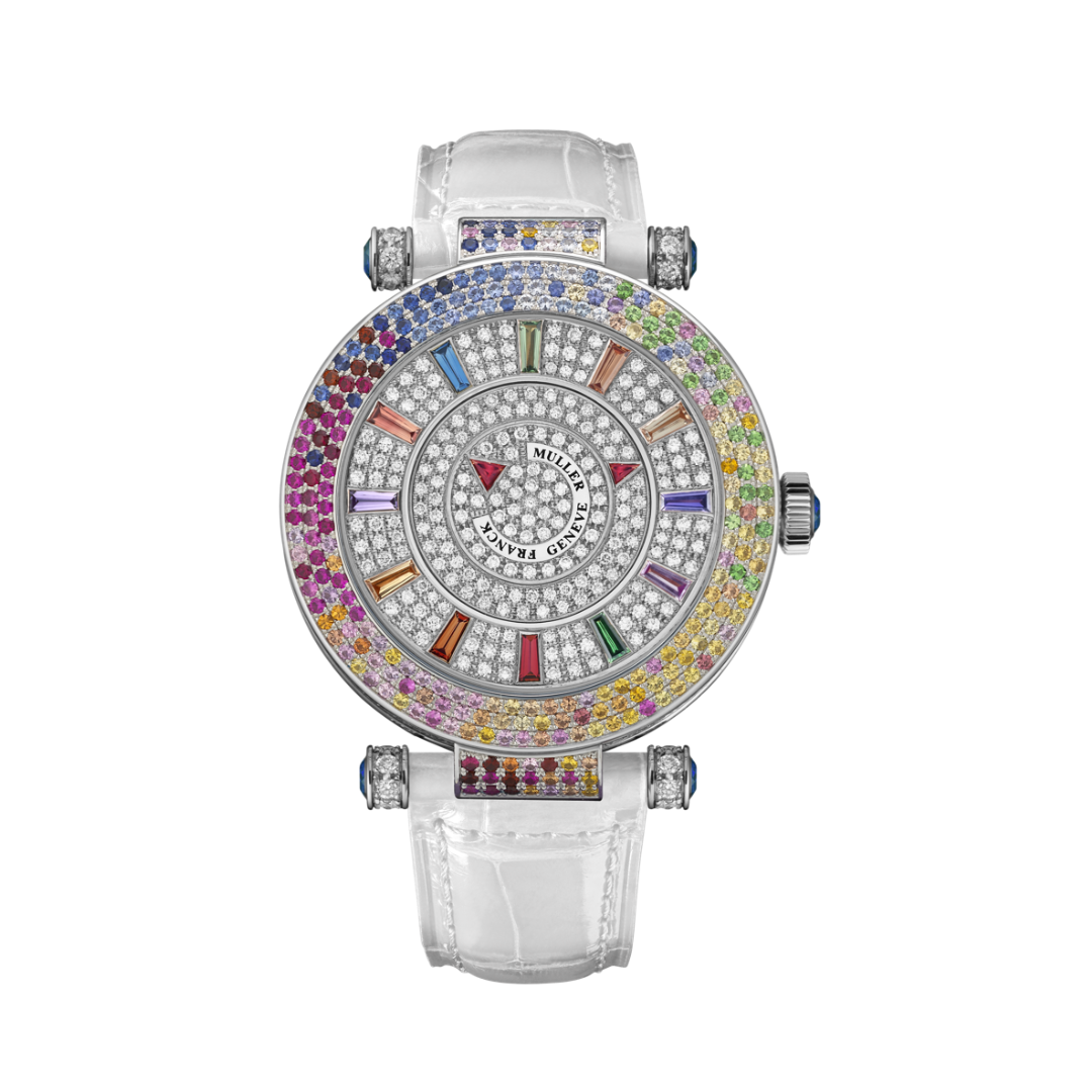 Đồng Hồ Franck Muller Round Quatre Saisons 42 DM QTR SAI D 3R CD White Gold White Strap