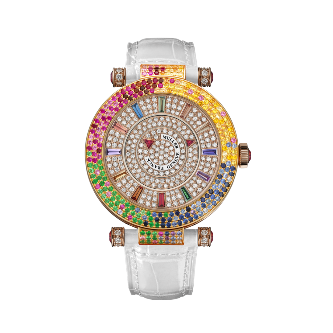 Đồng Hồ Franck Muller Round Quatre Saisons 42 DM QTR SAI D 3R CD Rose Gold White Strap