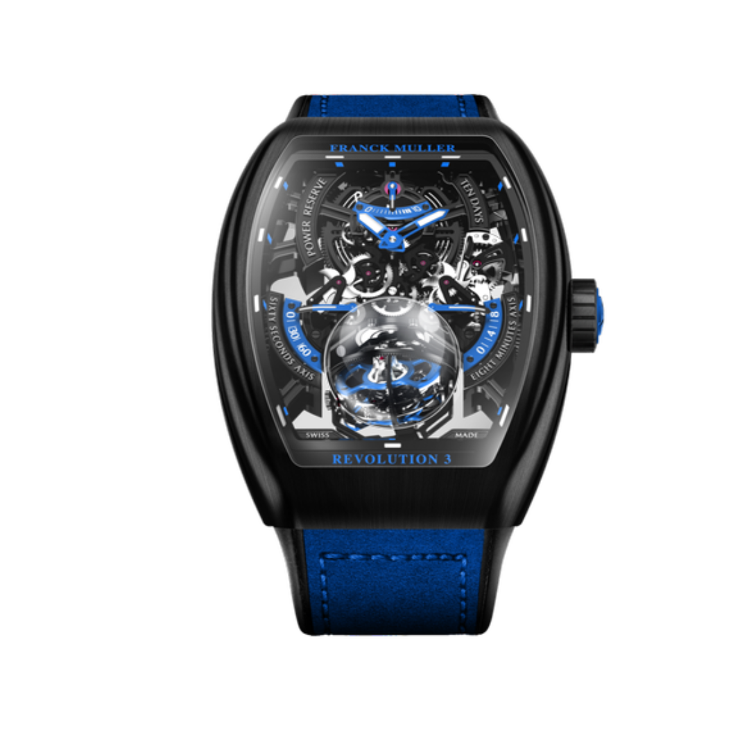 Đồng Hồ Franck Muller Vanguard Revolution 3 Skeleton Tourbillon V 50 REV3 PR SQT (BL) Titanium Blue